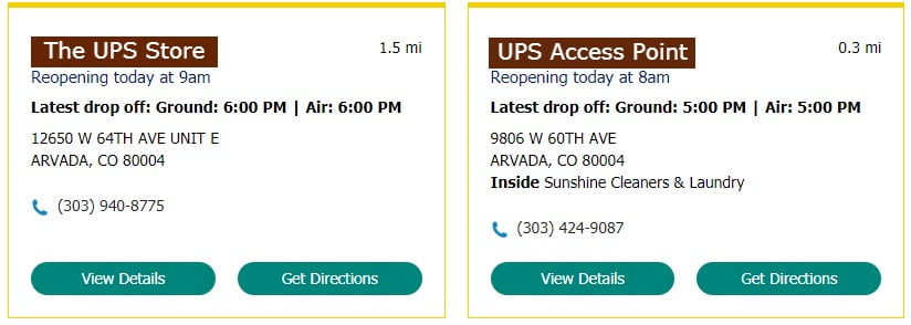 ups access point hours