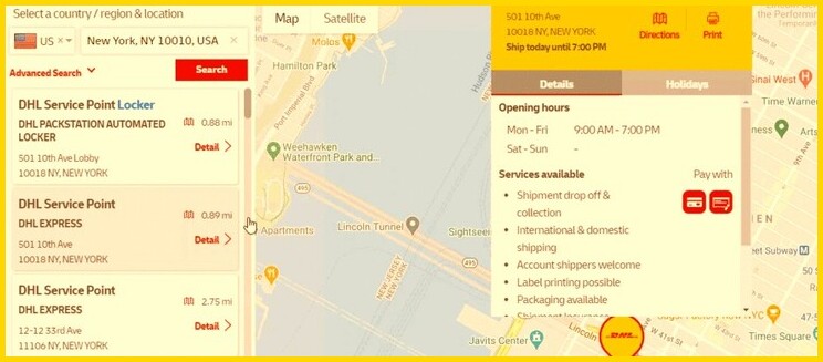 DHL find a Location