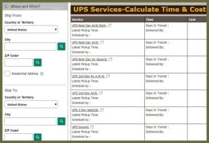 ups services- calculate time & cost